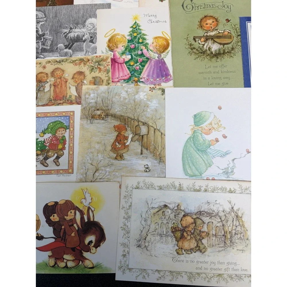 Vintage Christmas Cards Fronts ONLY Kids Children Scrapbooking Crafts Lot of 50+